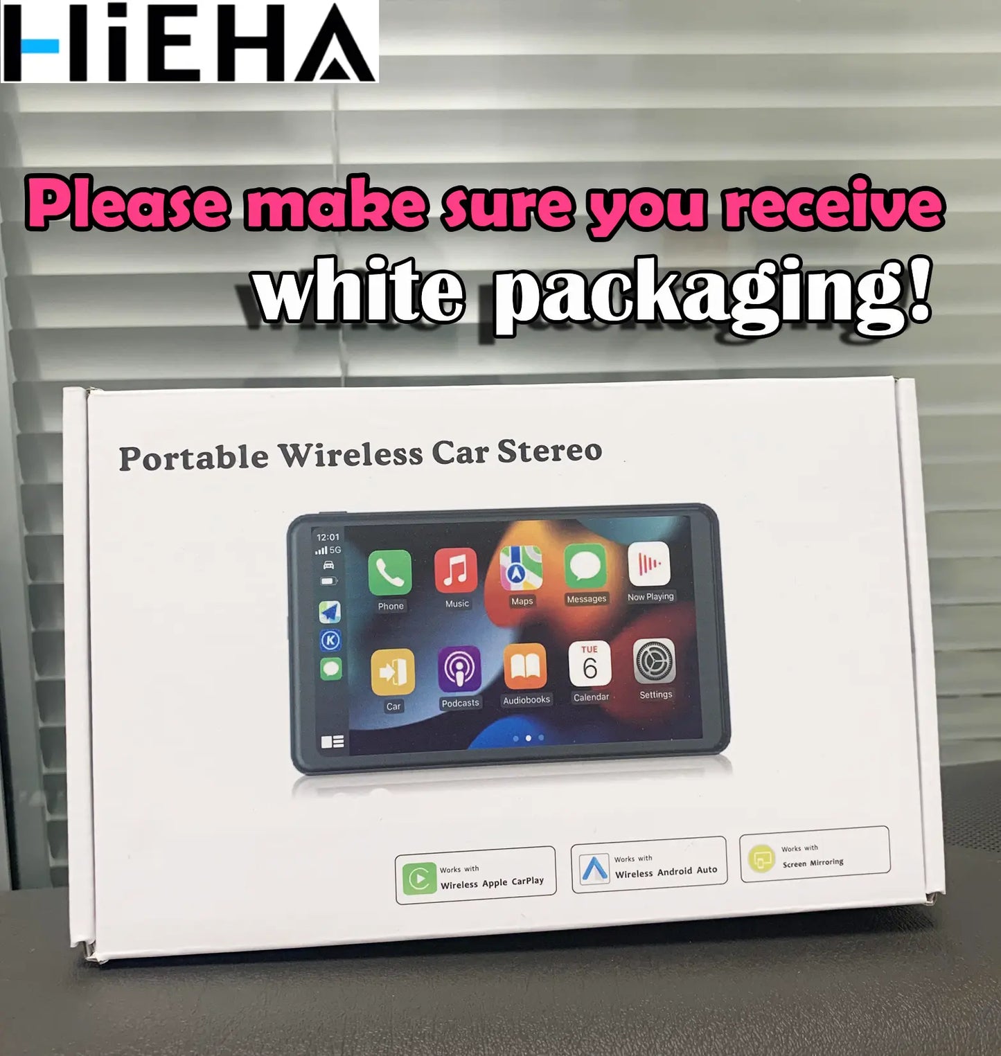 Hieha 2026 Newest 7In 1024×600 IPS Touchscreen Portable Carplay Car Video Player, Wireless Carplay & Android Auto Support, Mirror Link, GPS Navigation, Bluetooth 5.2 Call, Backup Camera, AUX, FM Transmitter, Cars Accessories, Auto Accessories