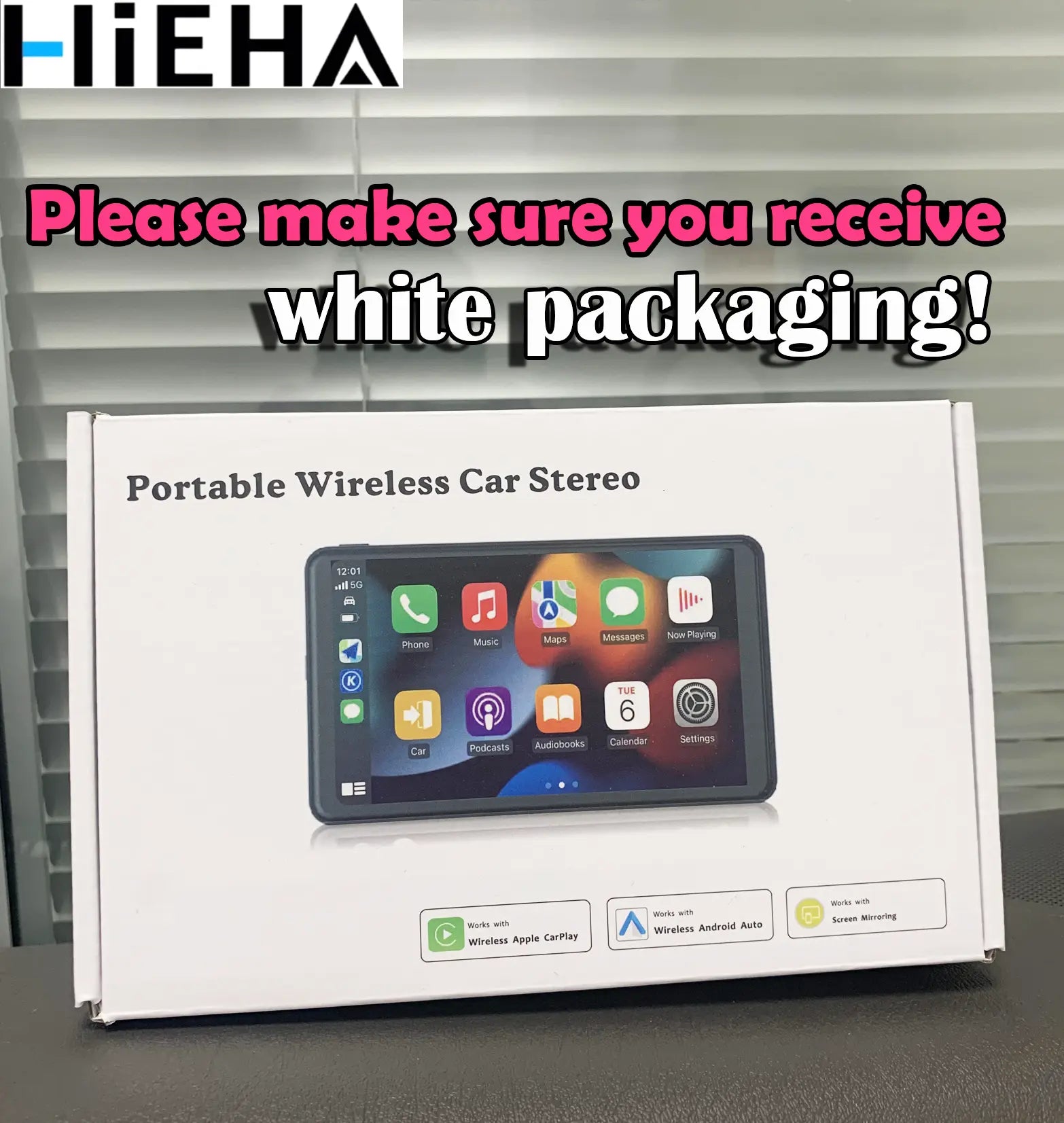 Hieha 2026 Newest 7In 1024×600 IPS Touchscreen Portable Carplay Car Video Player, Wireless Carplay & Android Auto Support, Mirror Link, GPS Navigation, Bluetooth 5.2 Call, Backup Camera, AUX, FM Transmitter, Cars Accessories, Auto Accessories