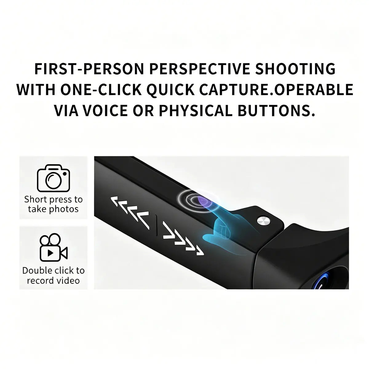 Unisex Adults Casual with Camera Smart Glasses - Ai-Enabled, 12MP HD Camera, Bluetooth Wireless Audio, Real-Time Translation, AI Assistant, Open Earmuff Design, Object Recognition, Sunglasses/Transparent Style, Lithium Ion Batteries Included, Black