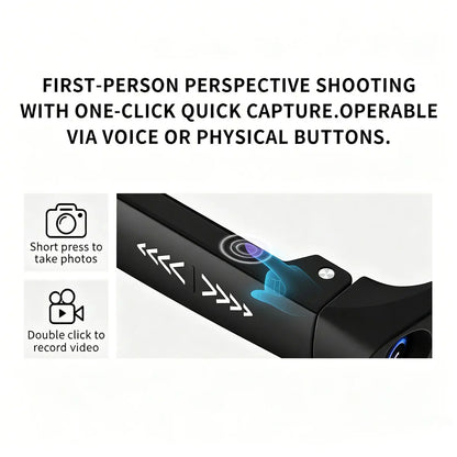Unisex Adults Casual with Camera Smart Glasses - Ai-Enabled, 12MP HD Camera, Bluetooth Wireless Audio, Real-Time Translation, AI Assistant, Open Earmuff Design, Object Recognition, Sunglasses/Transparent Style, Lithium Ion Batteries Included, Black