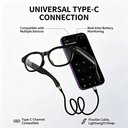 Unisex Adults Casual with Camera Smart Glasses - Ai-Enabled, 12MP HD Camera, Bluetooth Wireless Audio, Real-Time Translation, AI Assistant, Open Earmuff Design, Object Recognition, Sunglasses/Transparent Style, Lithium Ion Batteries Included, Black