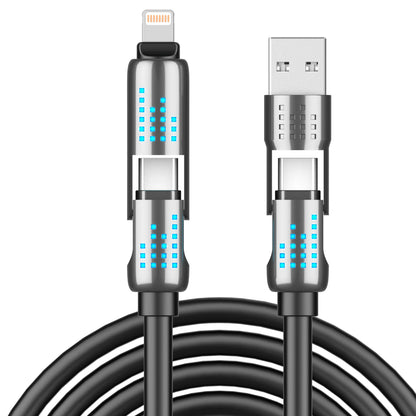 240W 4-In-1 USB-C Charging Cable - PD 5A Fast Charging, Data Sync, Usb-A/Lightning Compatibility, Aluminum Alloy & Silicone Build, Mobile Accessories for Smartphone, Iphone 16/15, Ipad, Samsung Laptop
